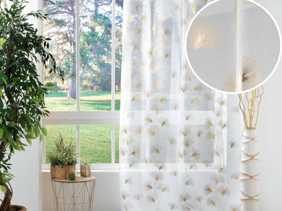 Transparente Vorhänge Mit Marmor-Print – Goldfarben, Elegant, Für Mehr Privatsphäre