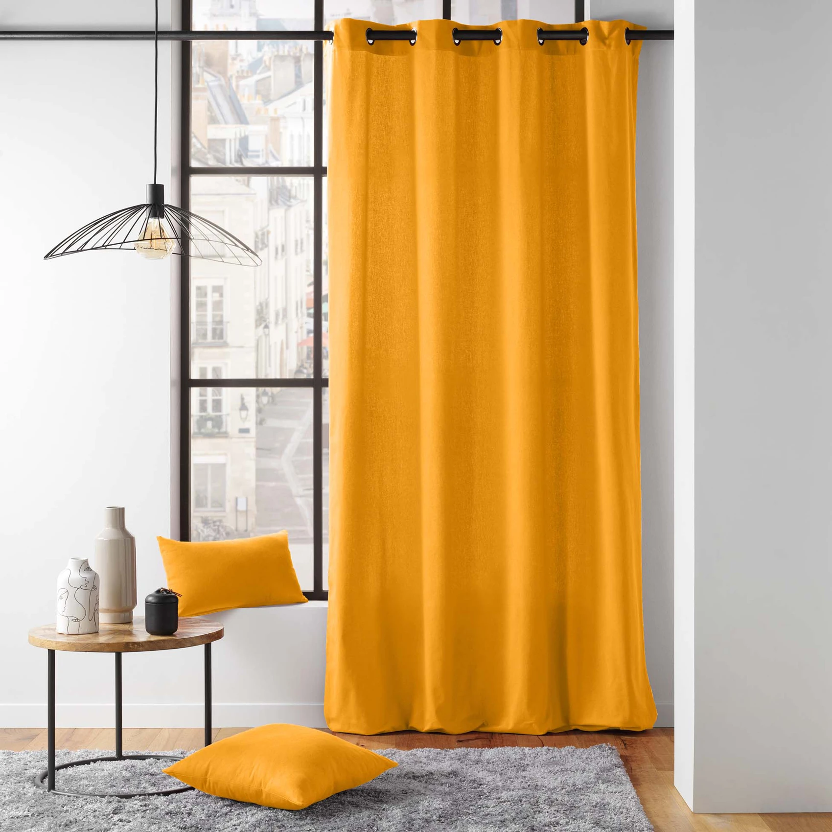 Rideau en poly-coton recyclé - Gris - Maison - 18.17